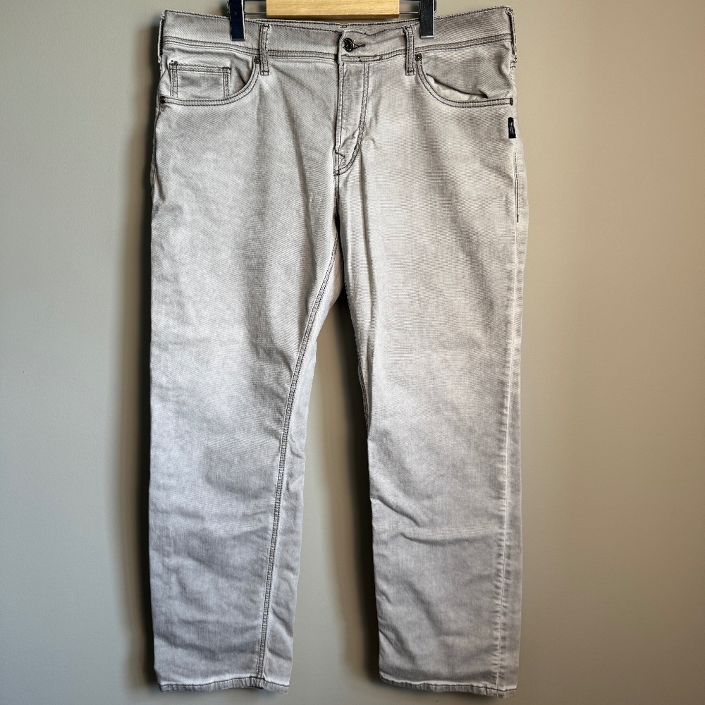 Silver Jeans Men's‎ Denim EDDIE Brushed Gray Straight Jeans Tag: 38/32 **Flaw**